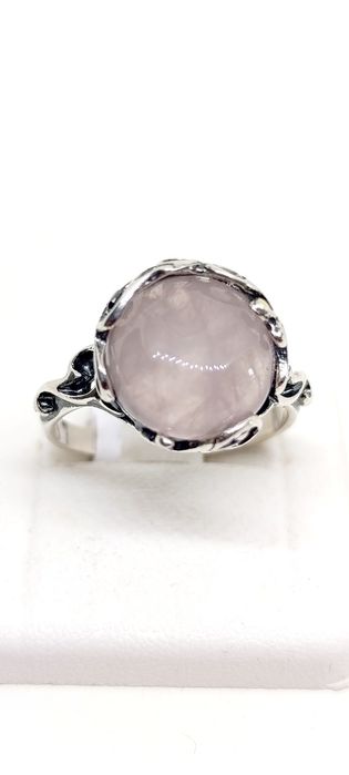 Pierścionek srebro 935 kwarc różowy rozmiar 17