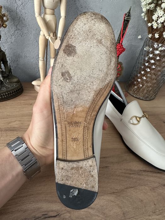 Gucci Horsebit Loafers Leather White / Black Białe Czarne 39,5