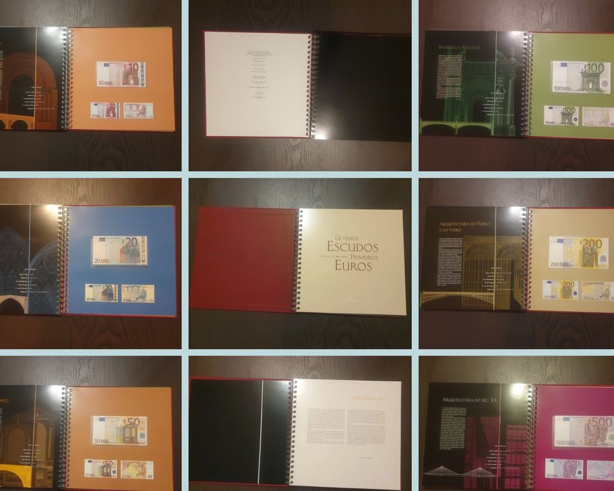 Últimos escudos Notas e Moedas - Primeiros Euros.