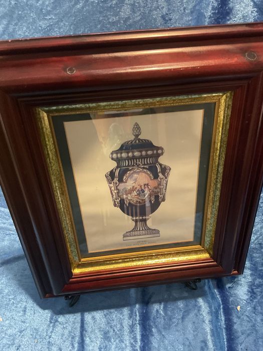 Quadro print on card board tema SEVRES vaso 36x41 cm