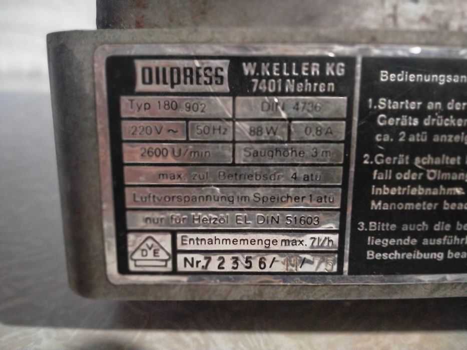 Циркуляционный масляный насос OILPRESS W.KELLER KG 7401 Nehren