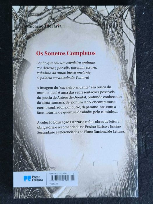 Livro "Os Sonetos Completos" de Antero de Quental