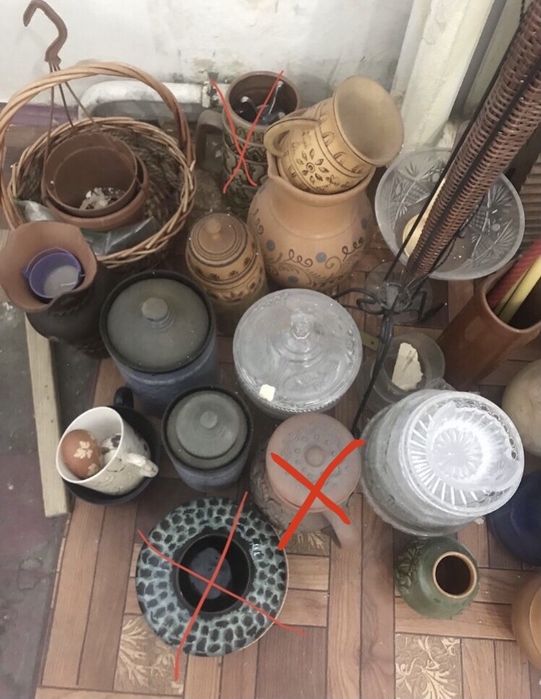 Различная глиняная утварь вазы тарелки кувшины Петриковка