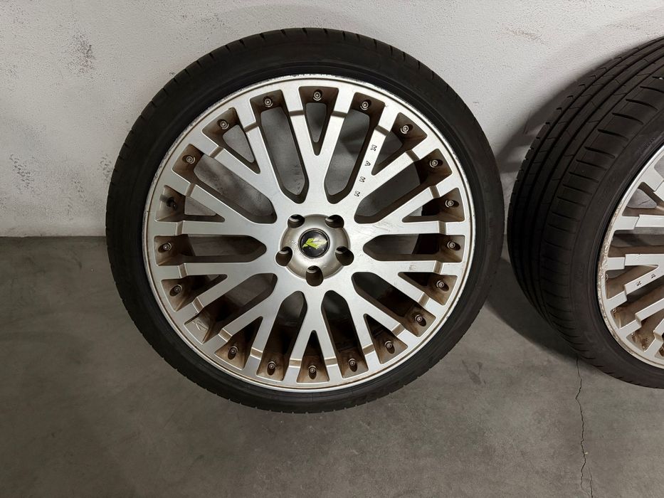 Jantes 22” Kahn Design 5x120 + Pneus 265/35R22 (2 Pirelli Novos)
