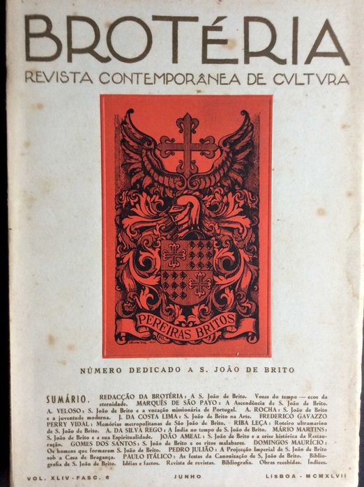 Brotéria. Número dedicado a S. João de Brito. - Ver sumário
