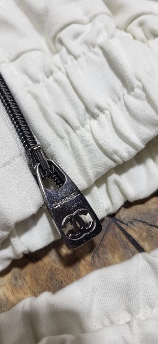 Dres damski premium biały bawełna zdobiony logo S M