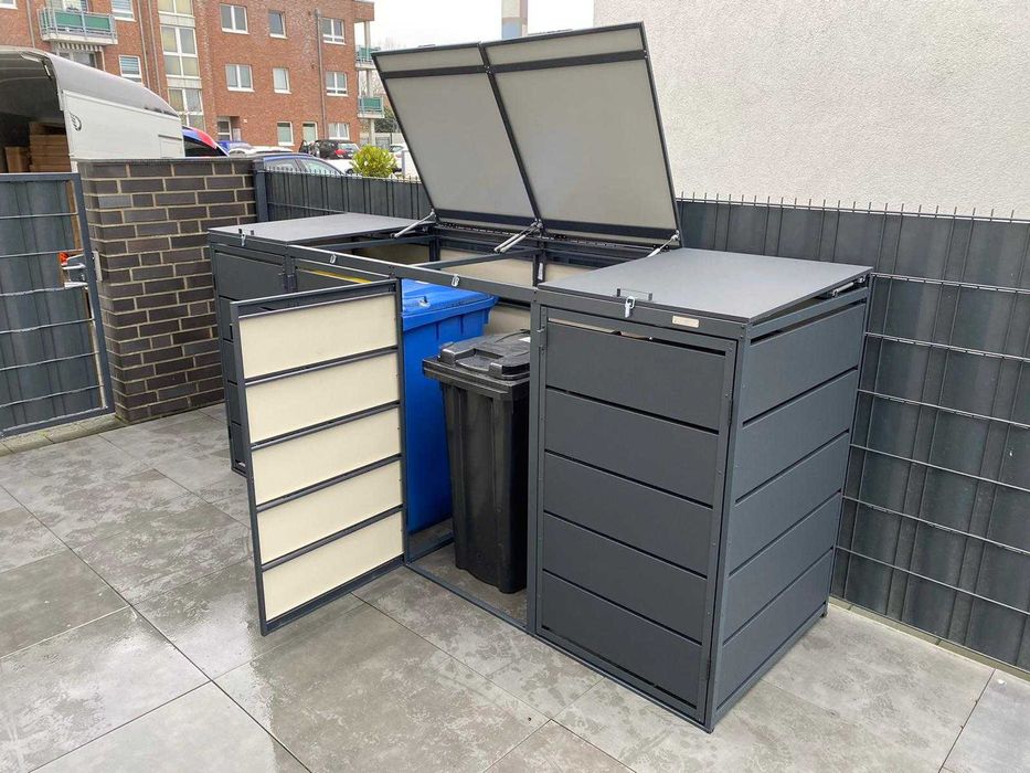 Zabudowa koszy pojemników na odpady obudowa kosza wiata na kosze 240 L