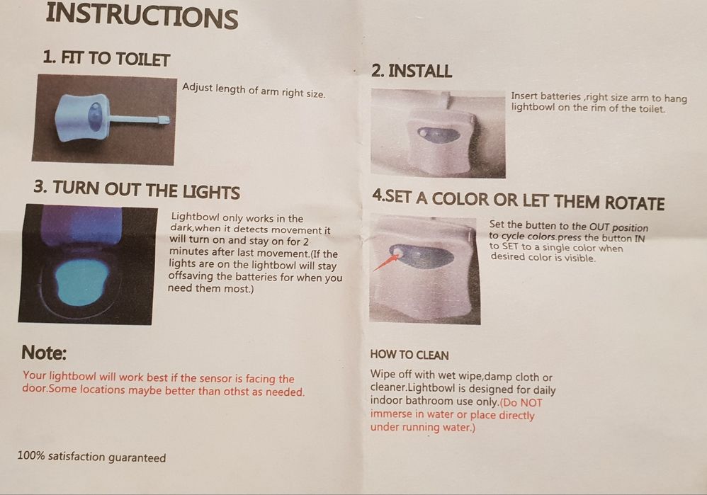 Luzes com sensores para sanita