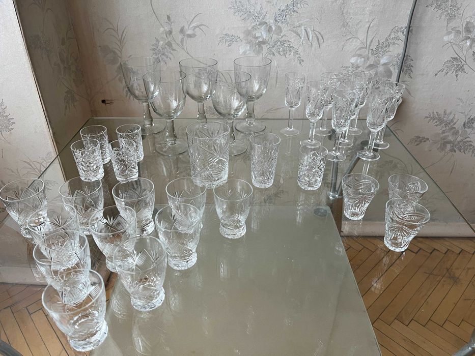 Хрустальные бокалы, рюмки,  СССР.
