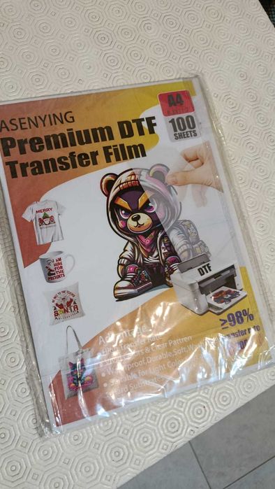 Papel de Transferência Térmica para Impressora de Tinta Epson Impressora DTG Impressão Direta Imagens 2D ou 3D