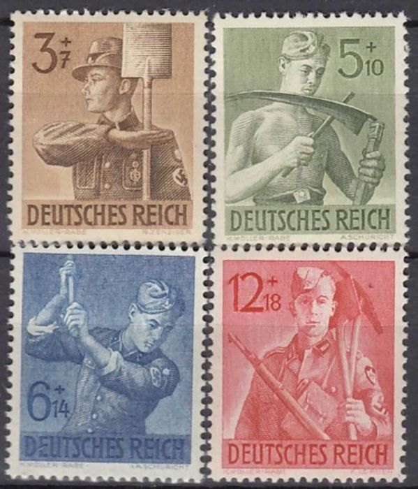 Selos Alemanha Nazi 1939/45-Série Juventude Alemã c/ Suástica