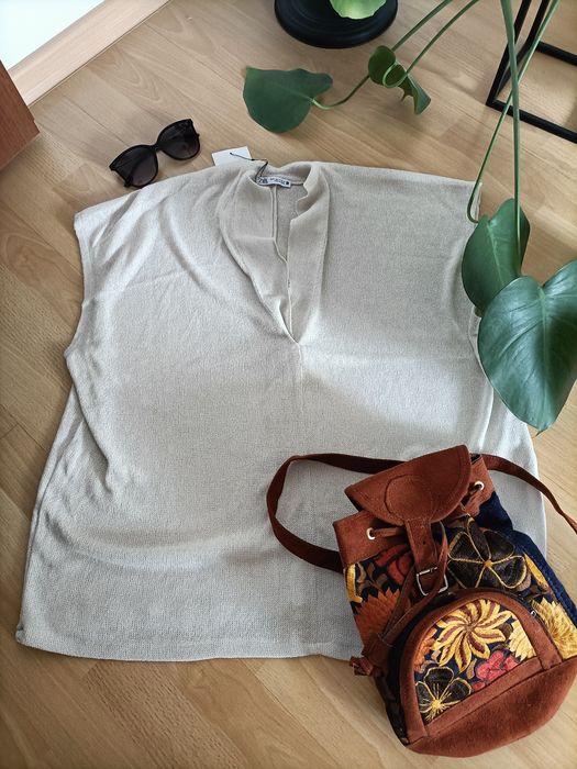 Zara bluzka M beżowa M wiskoza elegancka casual