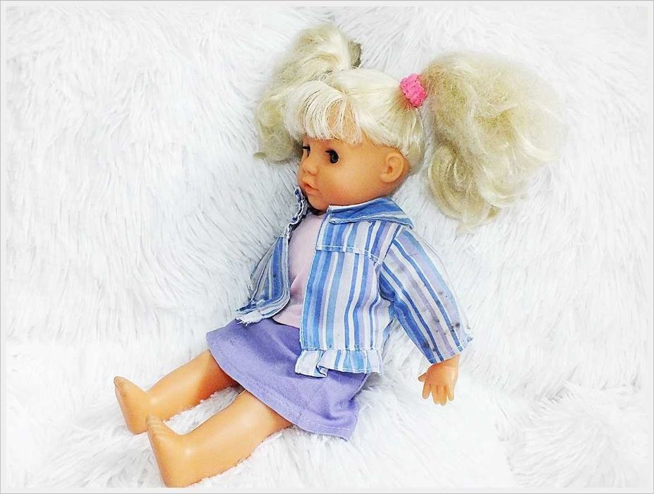 Stara lalka z PRL gadająca w ubranku 33cm SIMBA - Toys Kolekcjonerska