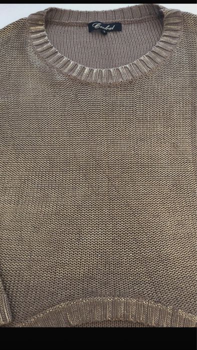 Sweter złoty śliczny r. S ze zlotą nitką
