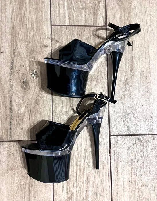 192/ ODREKI 36 sandały szklanki gogo platformy szpilki obcasy 17 cm