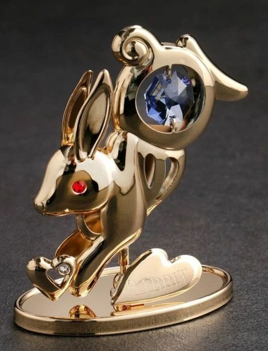 Сувенир заяц позолота с кристалом Swarovski