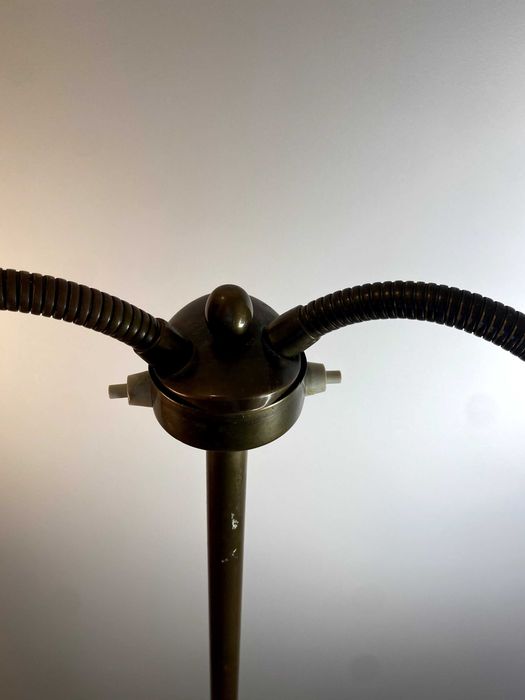 lampa podłogowa - stara, mosiądz, szkło