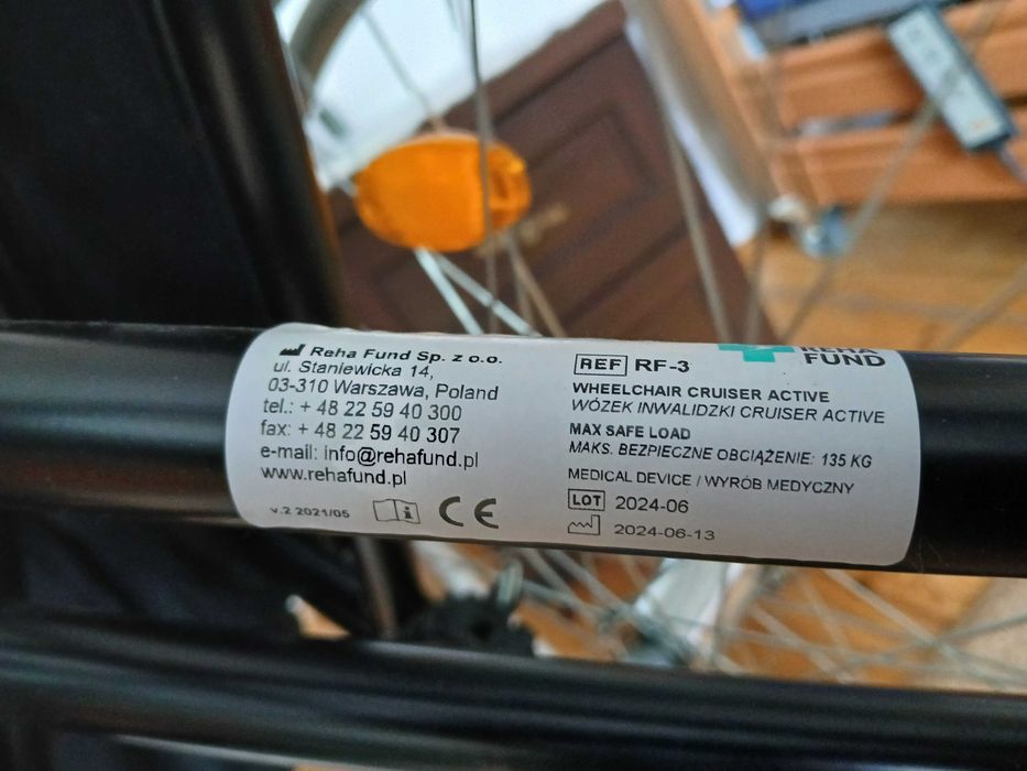 Aluminiowy wózek inwalidzki Reha Fund Cruiser Active RF-3
