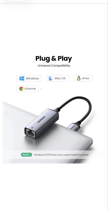 Мережевий адаптер UGREEN USB-C to RJ45 Ethernet CM199