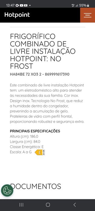 Frigorífico Combinado Ariston