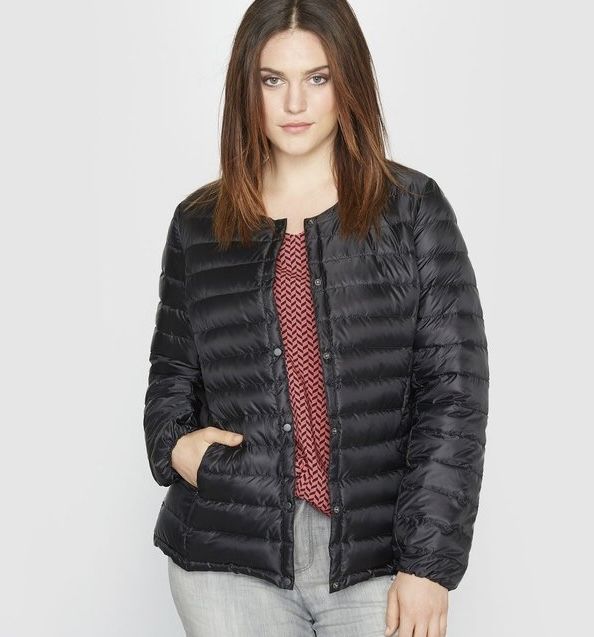 Чорна стьобана пухова куртка, пуховик  castaluna, пух, перо