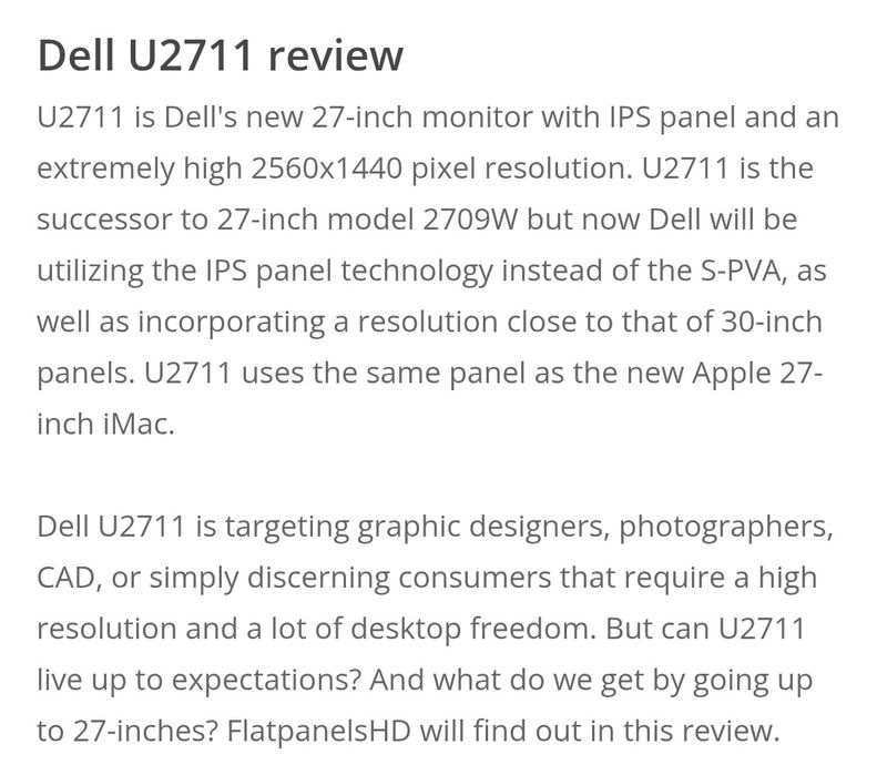 DELL U2711 Monitor Profissional Wide Gamut para Fotografia / 3D