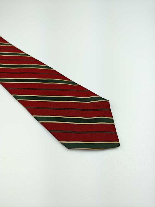 Yves Saint Laurent bordowy jedwabny krawat w paski regimental wrz112