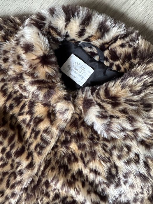 zara шубка леопард и накшники девочке 9-10 оет р.140