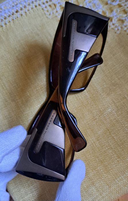 Okulary słoneczne przeciwsłoneczne vintage brązowe Carolina Herrera Y2K CH-208 CA-833