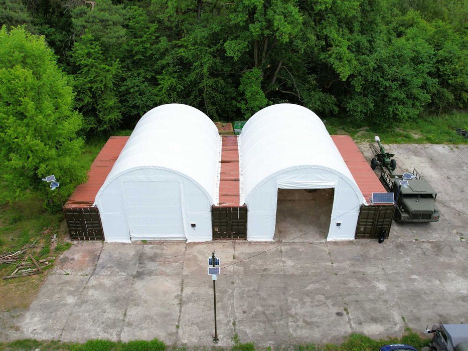 Hala Kontenerowa Łukowa 8x12m. Dostępne Plandeki- Biała, Zielona, Szara