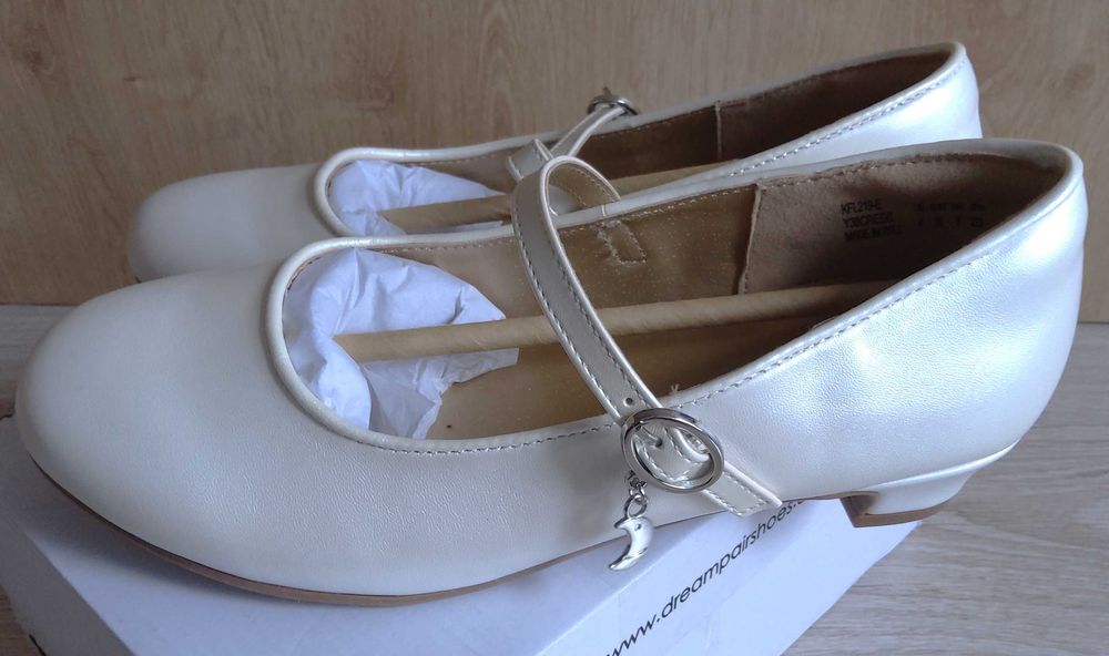 Dream Pairs baleriny sandały dziewczęce Mary Jane Ivory perłowe r. 36