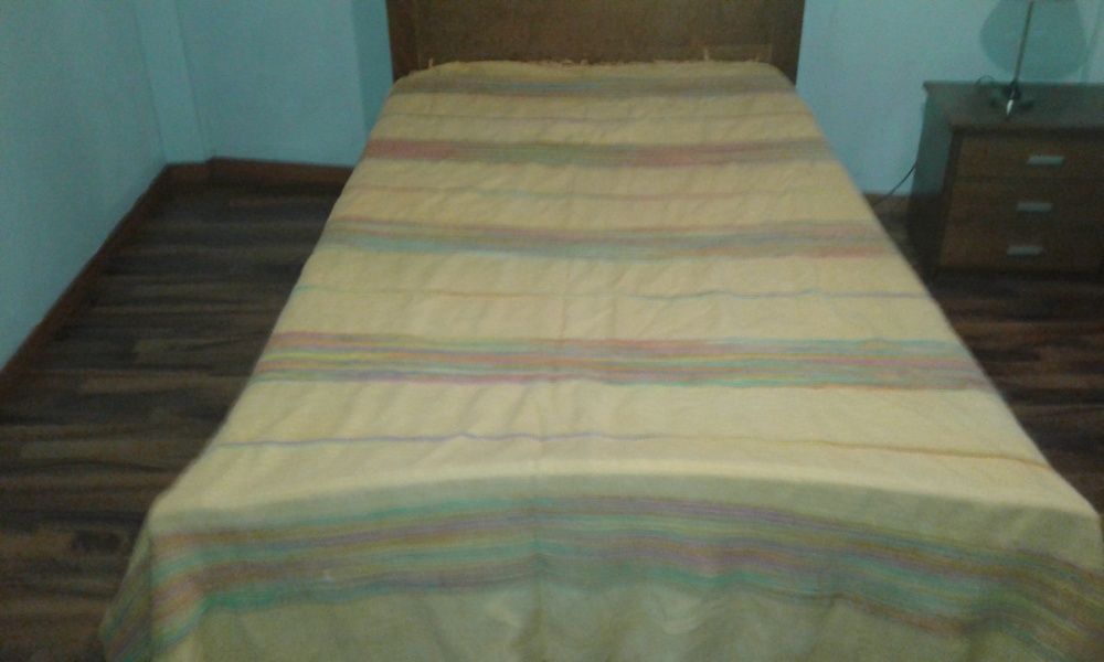 1-Yellow blanket with multicolored stripes, item 89201