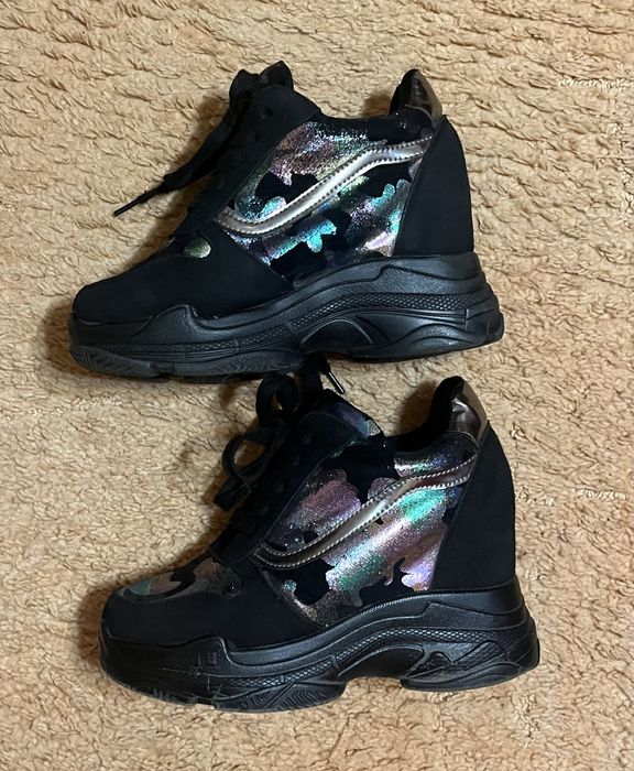 Ботинки кроссовки y2k аниме черные