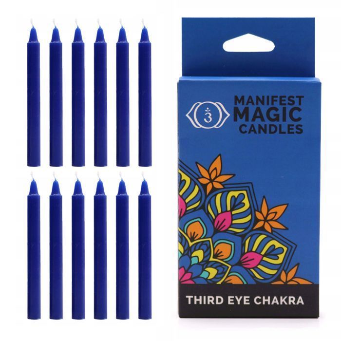 Zestaw Granatowych Świec Czakra Trzeciego Oka 12 Szt
