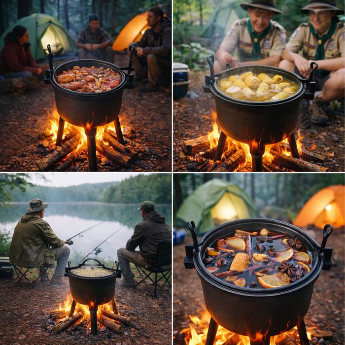 Kociołek Żeliwny 10L Garnek Myśliwski Ognisko Grill 3 Nóżki Pokrywka