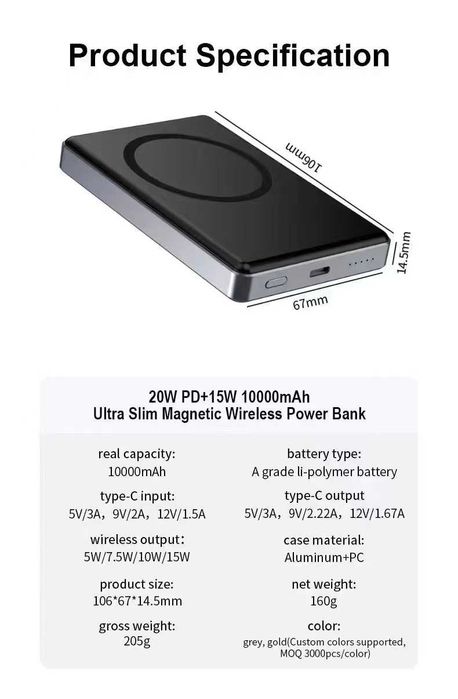 Павербанк MagSafe ultra slim 10000mAh 5000mAh 20W Повербанк магсейф