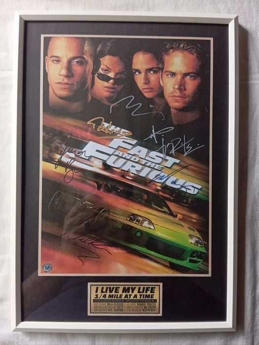 Moldura Filme The Fast and the Furious, com Autógrafos (A4)
