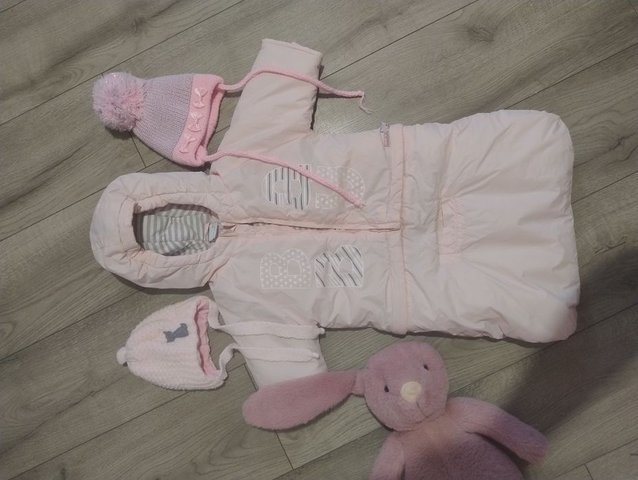 Kombinezon zimowy 62 68 coccodrillo dwie czapki gratis