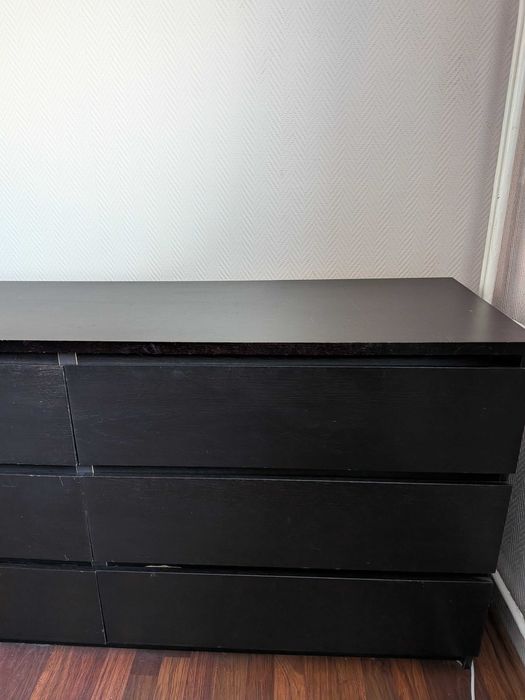Komoda IKEA MALM, 6 szuflad, czarnobrąz, 160 x 78 cm
