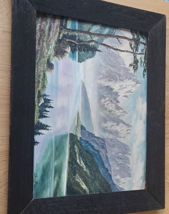 Obraz, pejzaż podpisany Graf 1944 wymiar 59 na 76