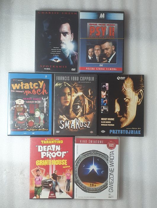 Zestaw 7 Filmów DVD Spotkanie/ Smakosz/ Psy 2 (folia) / Gwiezdne Wrota
