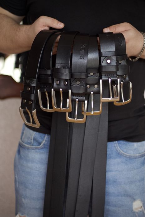 Шкіряний чоловічий ремінь для джинсів ручної роботи / ремень мужской