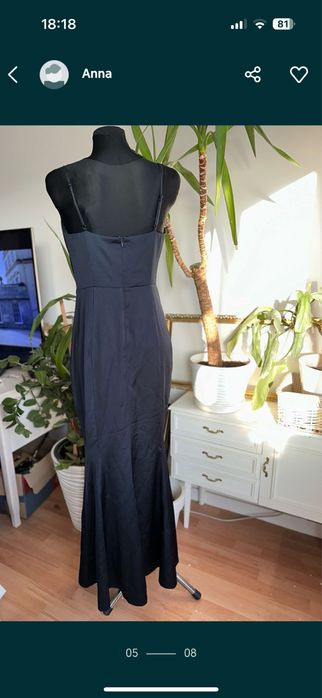 Lipsy London granatowa sukienka maxi satynowa L 40 syrena asos luxe