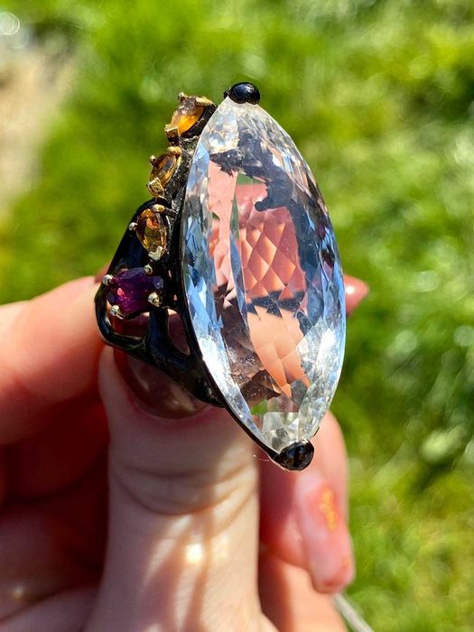 Srebrny pierścień z naturalnym Kryształem Górskim!!!