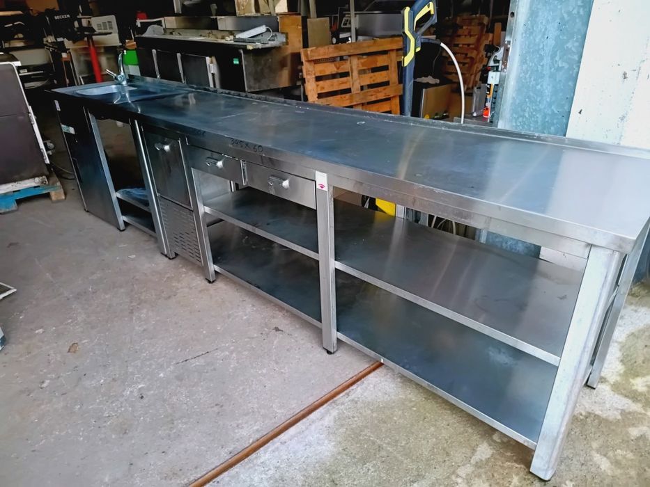 Bancada inox com pio 345 cm