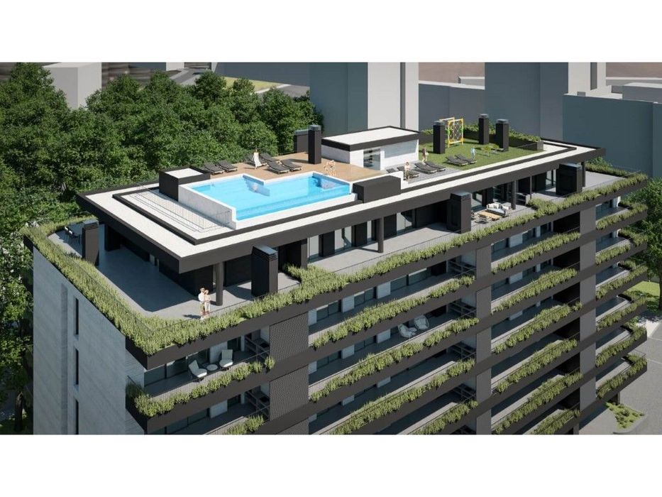 Apartamento T2, novo, varanda com churrasqueira e lavandaria; pisci...