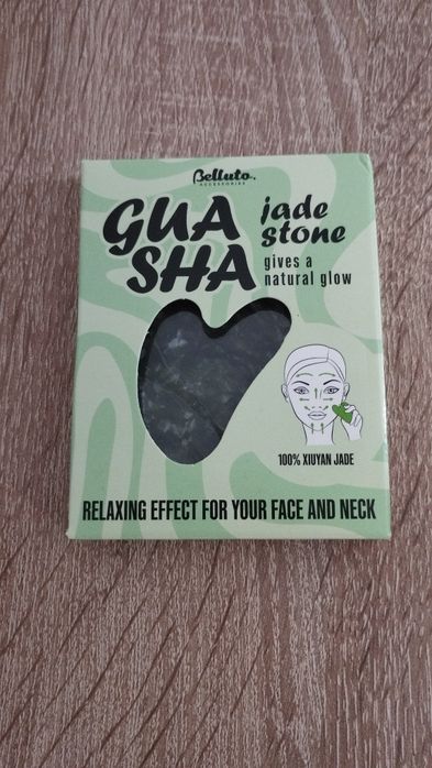 Gua sha kamień jadeitowy + Opaska kosmetyczna różowa centki nowa