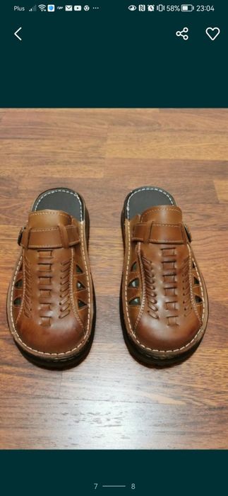 Skórzane Klapki Męskie Lekkie