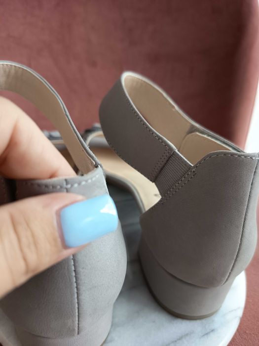 Caprice szare sandały na słupku obcasie 38,5