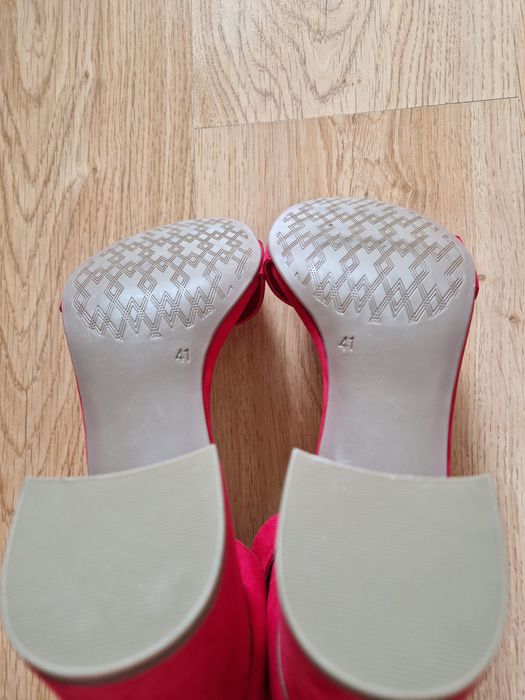 Graceland buty na obcasie czerwone